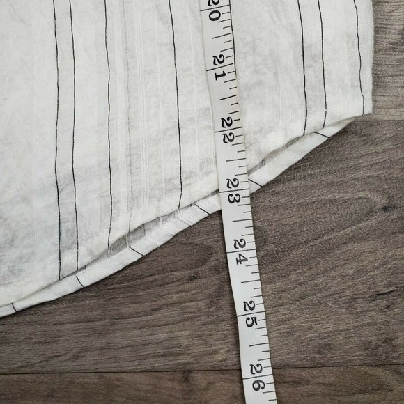 SOLD! White House Black Market Blouse White Pinstripe Off Shoulder Lined Top M - Picture 10 of 12